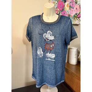 Disney Mickey Mouse Lightweight Tshirt Women’s Size M Navy Blue Short Sleeve Top